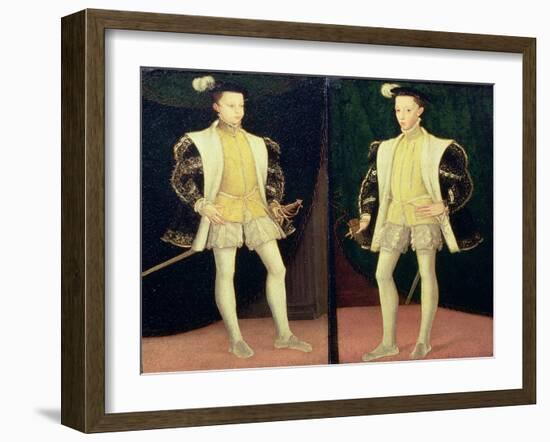 Left to Right Francis II (1544-60) and Charles IX (1550-74) of France-Francois Clouet-Framed Giclee Print