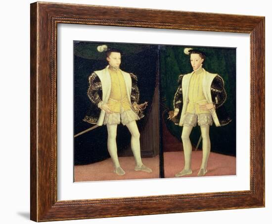 Left to Right Francis II (1544-60) and Charles IX (1550-74) of France-Francois Clouet-Framed Giclee Print