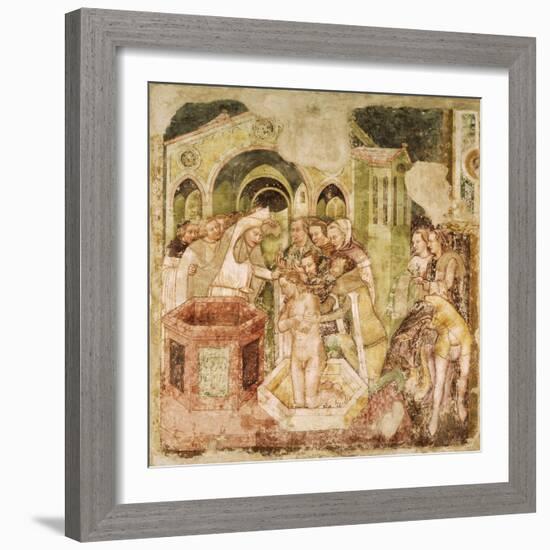 Legend of St Ursula: Baptism of Prince of England, by Tommaso Da Modena-null-Framed Giclee Print