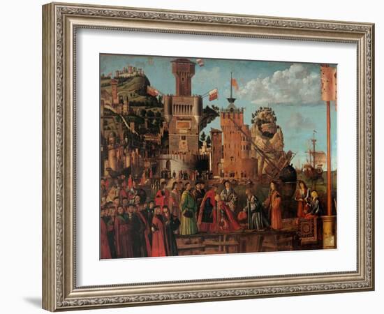 Legend of St. Ursula. Meeting and Departure of the Betrothed-Vittore Carpaccio-Framed Art Print