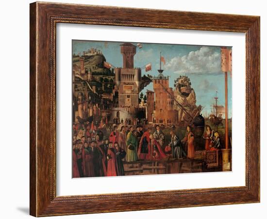 Legend of St. Ursula. Meeting and Departure of the Betrothed-Vittore Carpaccio-Framed Art Print