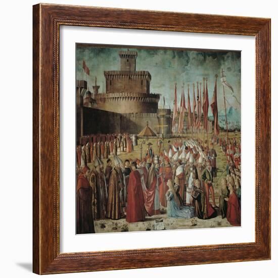 Legend of St Ursula. the Pilgrims Meet the Pope Under the Walls of Rome-Vittore Carpaccio-Framed Giclee Print