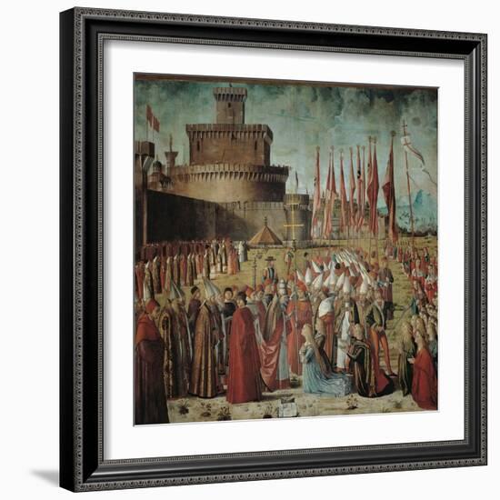 Legend of St Ursula. the Pilgrims Meet the Pope Under the Walls of Rome-Vittore Carpaccio-Framed Giclee Print