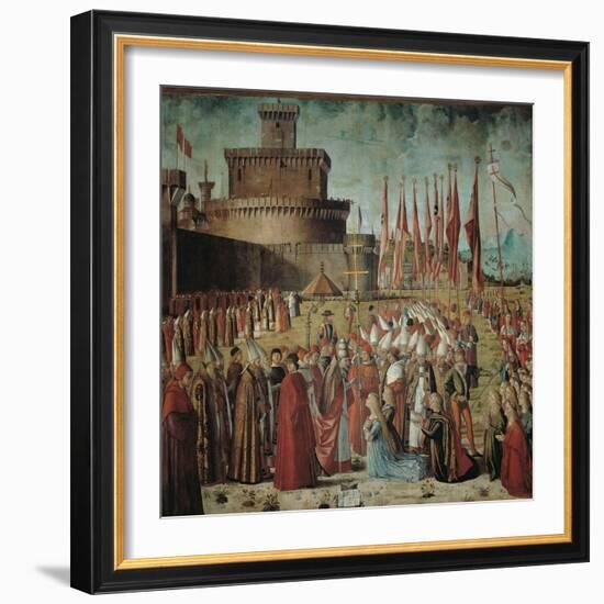 Legend of St Ursula. the Pilgrims Meet the Pope Under the Walls of Rome-Vittore Carpaccio-Framed Giclee Print