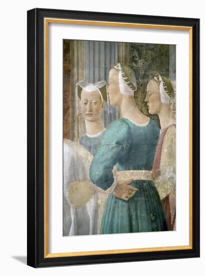 Legend of the True Cross, Queen of Sheba Worshipping the Wood of the Cross, Completed 1464-Piero della Francesca-Framed Giclee Print