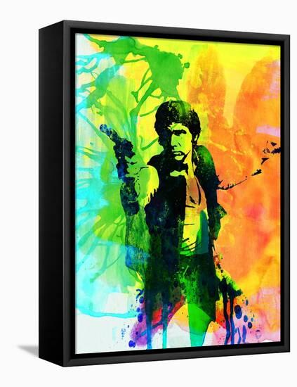 Legendary Han Solo Watercolor-Olivia Morgan-Framed Stretched Canvas