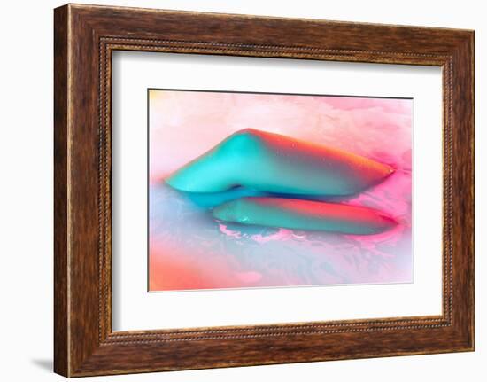 Legs and Belly. close up Female Body in the Milk Bath with Soft White Glowing in Neon Light. Beauty-master1305-Framed Photographic Print