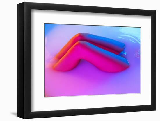 Legs and Belly. close up Female Body in the Milk Bath with Soft White Glowing in Neon Light. Beauty-master1305-Framed Photographic Print