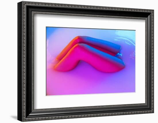 Legs and Belly. close up Female Body in the Milk Bath with Soft White Glowing in Neon Light. Beauty-master1305-Framed Photographic Print