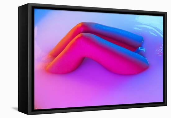 Legs and Belly. close up Female Body in the Milk Bath with Soft White Glowing in Neon Light. Beauty-master1305-Framed Premier Image Canvas