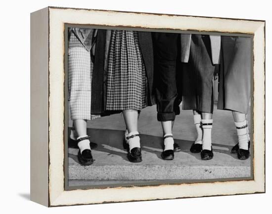 Legs and Feet with Dog Collar Anklets-Roger Higgins-Framed Stretched Canvas