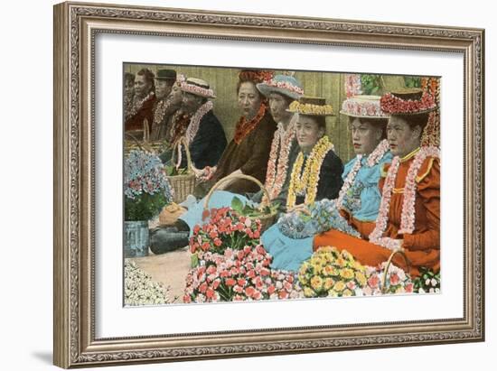 Lei Vendors, Hawaii-null-Framed Art Print