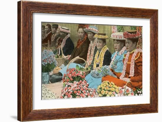 Lei Vendors, Hawaii-null-Framed Art Print