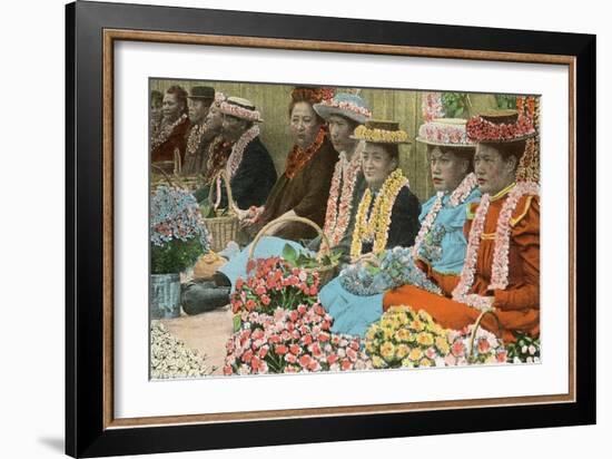 Lei Vendors, Hawaii-null-Framed Art Print