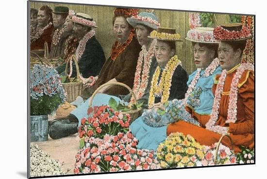 Lei Vendors, Hawaii-null-Mounted Art Print