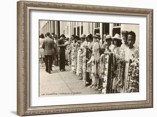 Lei Vendors, Honolulu, Hawaii-null-Framed Art Print