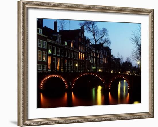 Leidsegracht at Dusk in Amsterdam in the Netherlands-null-Framed Photographic Print