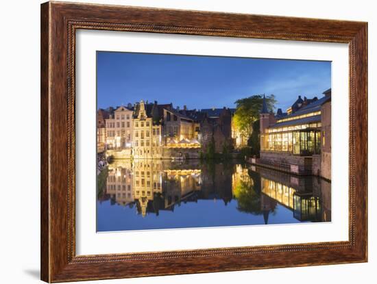 Leie Canal at dusk, Ghent, Flanders, Belgium, Europe-Ian Trower-Framed Photographic Print