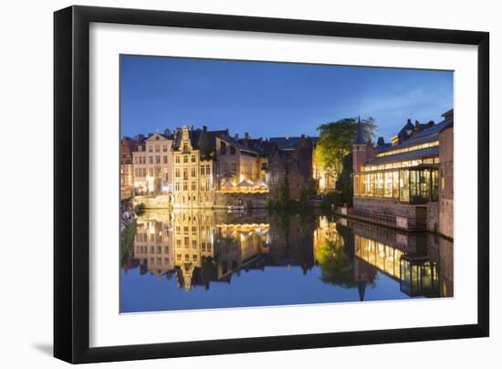 Leie Canal at dusk, Ghent, Flanders, Belgium, Europe-Ian Trower-Framed Photographic Print