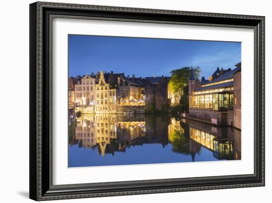 Leie Canal at dusk, Ghent, Flanders, Belgium, Europe-Ian Trower-Framed Photographic Print