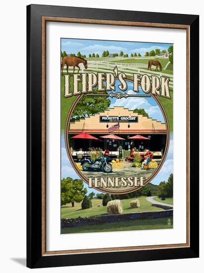Leiper's Fork, Tennessee - Montage Scenes-Lantern Press-Framed Premium Giclee Print