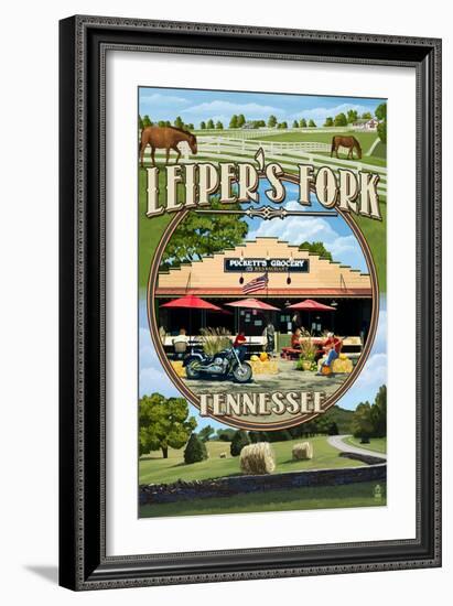 Leiper's Fork, Tennessee - Montage Scenes-Lantern Press-Framed Premium Giclee Print