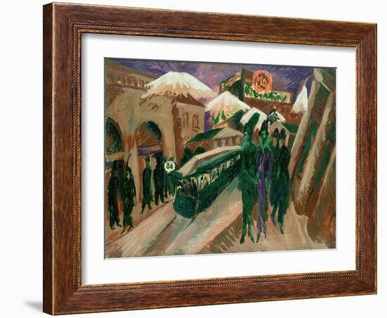 Leipzig Street with Electric Tram, 1914-Ernst Ludwig Kirchner-Framed Giclee Print