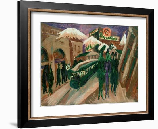 Leipzig Street with Electric Tram, 1914-Ernst Ludwig Kirchner-Framed Giclee Print