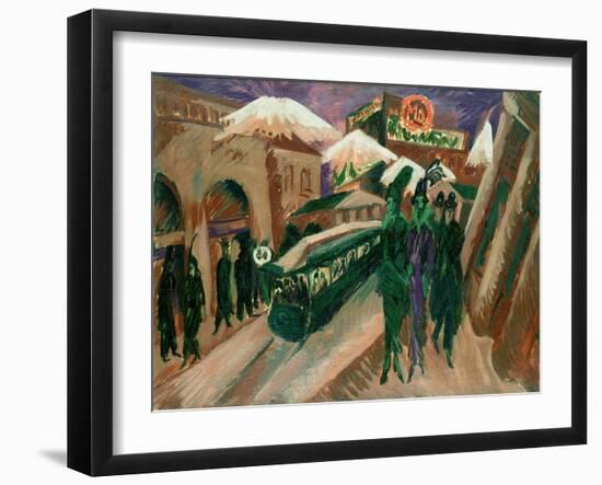 Leipzig Street with Electric Tram, 1914-Ernst Ludwig Kirchner-Framed Giclee Print