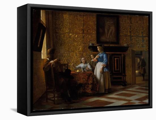 Leisure time in an elegant Setting, c.1663-65-Pieter de Hooch-Framed Premier Image Canvas