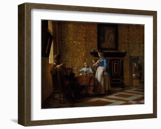 Leisure time in an elegant Setting, c.1663-65-Pieter de Hooch-Framed Giclee Print