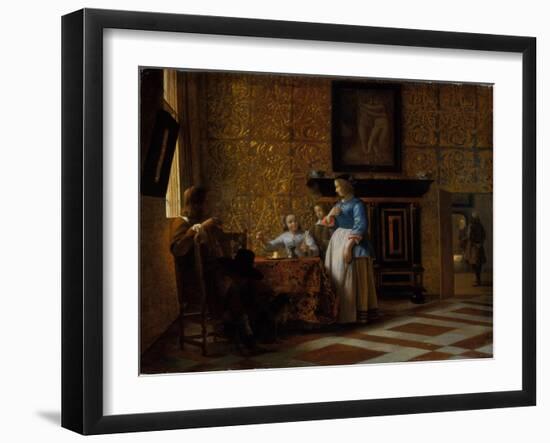 Leisure time in an elegant Setting, c.1663-65-Pieter de Hooch-Framed Giclee Print