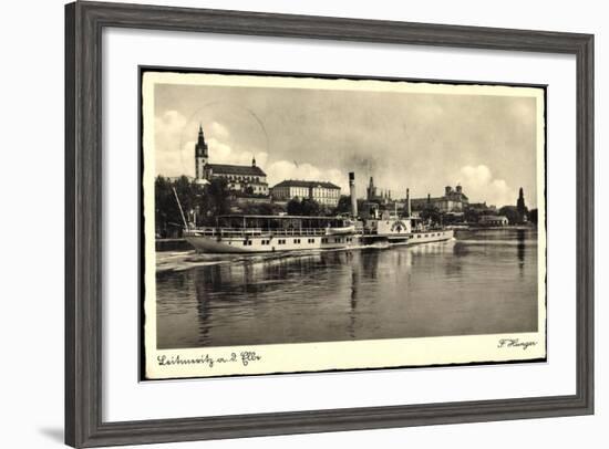 Leitmeritz Elbe Region Aussig, Dampfer Lössnitz, Ort-null-Framed Giclee Print