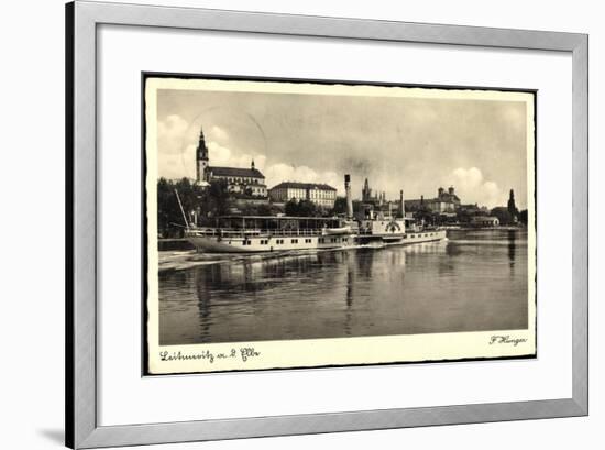 Leitmeritz Elbe Region Aussig, Dampfer Lössnitz, Ort-null-Framed Giclee Print