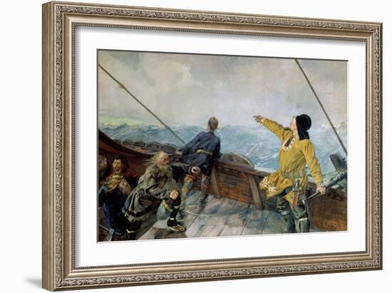 Leiv Eiriksson Discovers America-Christian Krohg-Framed Giclee Print