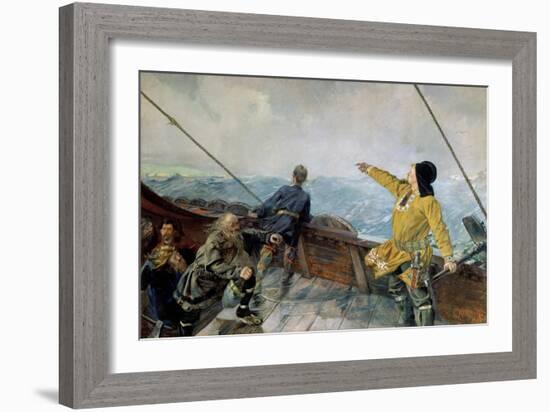 Leiv Eiriksson Discovers America-Christian Krohg-Framed Giclee Print