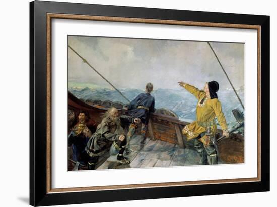 Leiv Eiriksson Discovers America-Christian Krohg-Framed Giclee Print