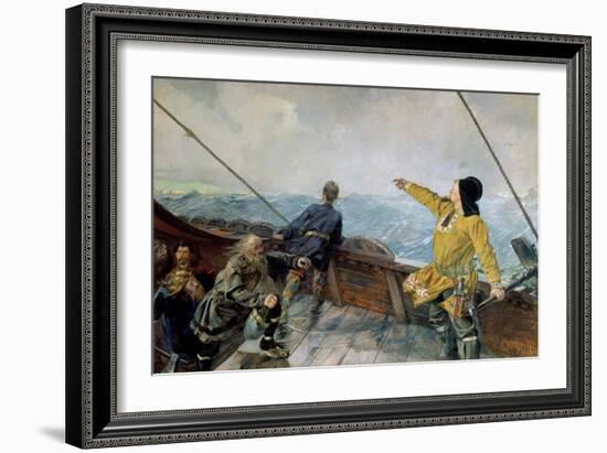 Leiv Eiriksson Discovers America-Christian Krohg-Framed Giclee Print