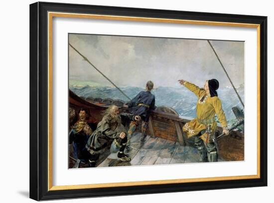 Leiv Eiriksson Discovers America-Christian Krohg-Framed Giclee Print