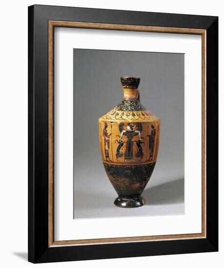 Lekythos Attributed to Amasis Painter with Scene Representing Lion Tamer Artemis, 560-550 B.C.-null-Framed Giclee Print