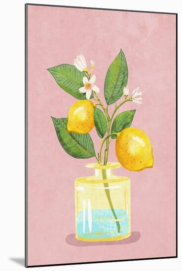 Lemon Bunch in Vase-Raissa Oltmanns-Mounted Giclee Print