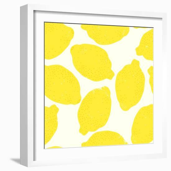 Lemon Pattern-TashaNatasha-Framed Art Print