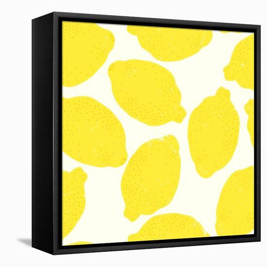 Lemon Pattern-TashaNatasha-Framed Stretched Canvas