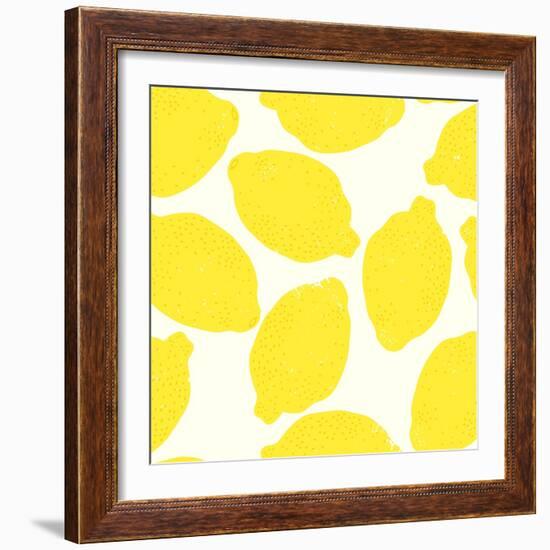 Lemon Pattern-TashaNatasha-Framed Art Print