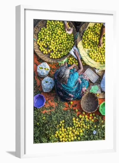 Lemon Seller, K.R. Market, Bangalore (Bengaluru), Karnataka, India-Peter Adams-Framed Photographic Print