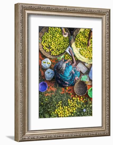 Lemon Seller, K.R. Market, Bangalore (Bengaluru), Karnataka, India-Peter Adams-Framed Photographic Print