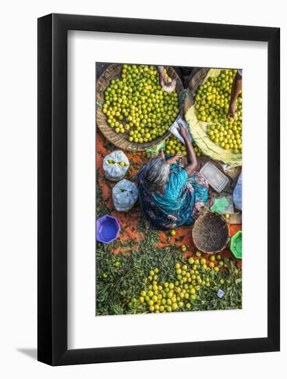 Lemon Seller, K.R. Market, Bangalore (Bengaluru), Karnataka, India-Peter Adams-Framed Photographic Print