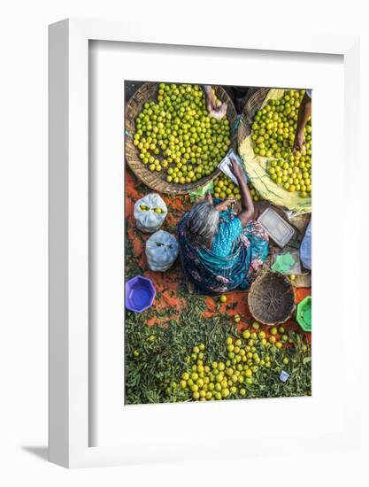 Lemon Seller, K.R. Market, Bangalore (Bengaluru), Karnataka, India-Peter Adams-Framed Photographic Print