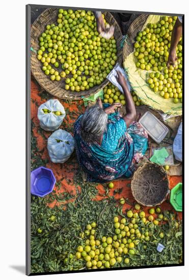 Lemon Seller, K.R. Market, Bangalore (Bengaluru), Karnataka, India-Peter Adams-Mounted Photographic Print
