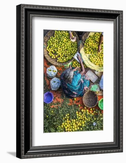 Lemon Seller, K.R. Market, Bangalore (Bengaluru), Karnataka, India-Peter Adams-Framed Photographic Print